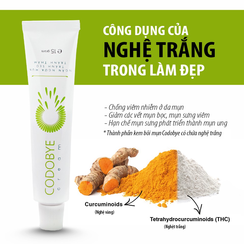 Kem ngừa mụn Codobye Cream ® - Chiết Xuất Nghệ Trắng