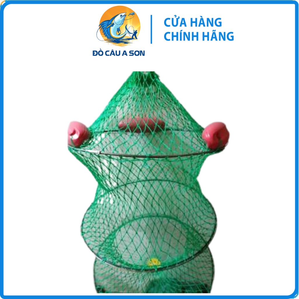 Rọng Giỏ Túi Lưới Đựng Cá Loại 1 Chất Liệu Lưới Cao Cấp Bền Đẹp Có 3 Phao Nổi ở Trên Kèm Dây Buộc Thắt Nút_A Sơn Đồ Câu