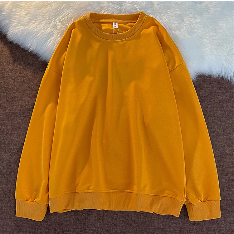 SUXI Áo sweater tay dài cổ tròn màu sắc đơn giản dành cho nữ