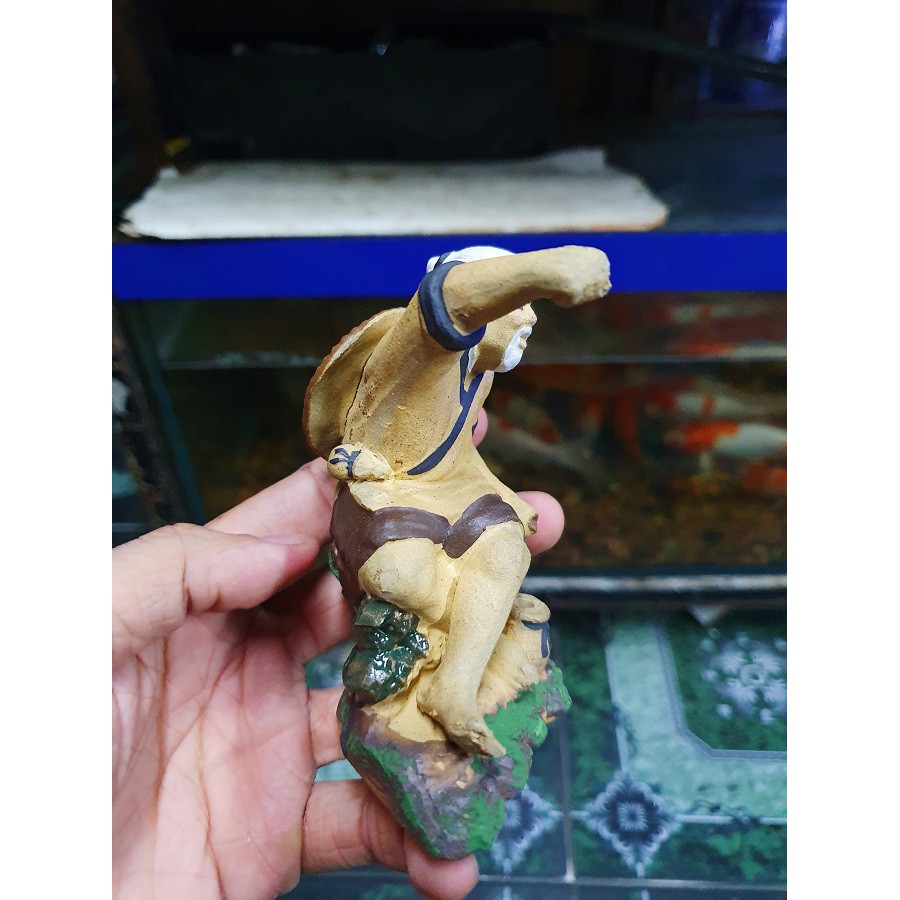 ÔNG CÂU GỐM TRANG TRÍ HỒ CÁ NON BỘ DÀI 7CM CAO 9CM