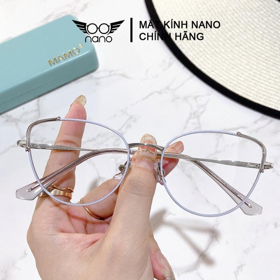 Gọng kính cận nữ, gọng kính mắt mèo kim loại NANO 11728 thời trang Hàn Quốc chống tia UV chống trầy xước