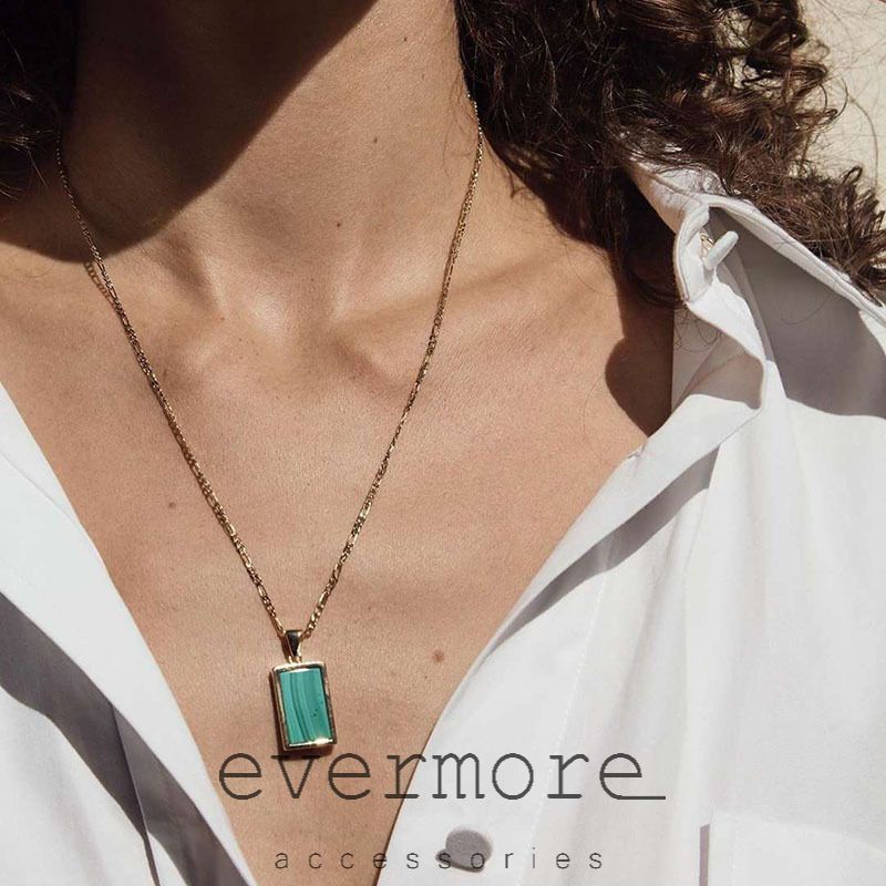 Dây chuyền EVERMORE, vòng cổ mặt xà cừ xanh ngọc cao cấp, phong cách minimalist, thanh lịch, cổ điển - D011