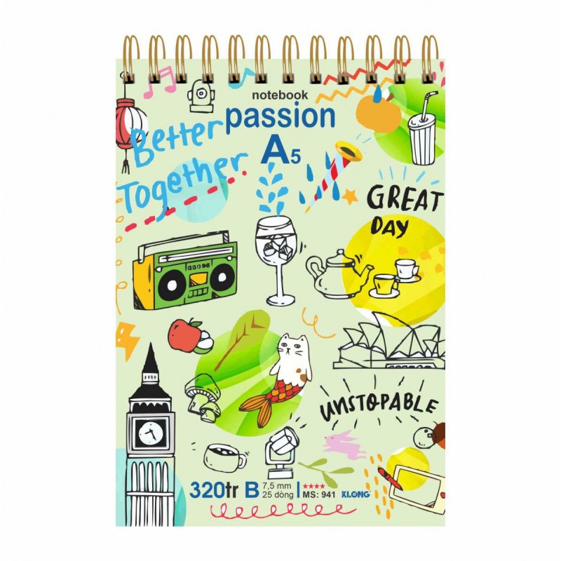 Sổ lò xo kép ngang A5 - 320 trang KLONG MS: 941N