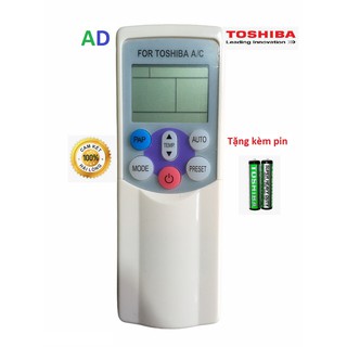 Điều khiển điều hòa Toshiba 1 nút cam WC-H01JE loại 6 nút nắp trượt ,Remote điều hòa Toshiba 2 chiều nút màu cam WC-H01J