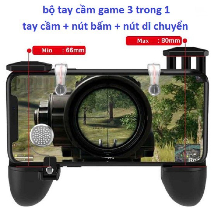 Tay Cầm Game 3 Trong 1 Phiên Bản Tay Cầm Game Kèm Nút Bấm, Nút Di Chuyển Cho Game PUBG, ROS, Free Fire..