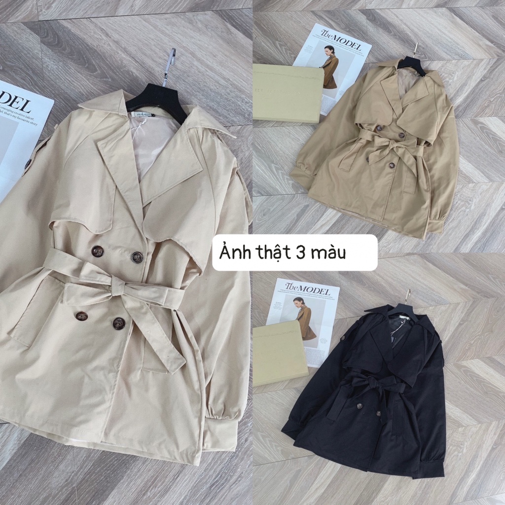 Áo khoác kaki  nữ , áo măng tô 2 lớp kèm đai phong cách hàn quốc | BigBuy360 - bigbuy360.vn