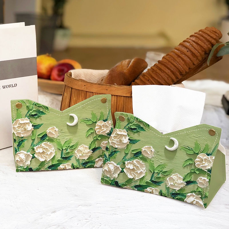 Hộp Đựng Khăn Giấy Vẽ Tranh Sơn Dầu Kiểu Dáng Sang Trọng Trang Trí Phòng Khách / Xe Hơi