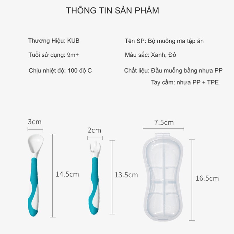 Bộ Muỗng Nĩa Ăn Dặm Bằng Silicon Có Thể Uốn Cong Thuận Tiện Cho Bé Khi Ăn Dặm- KUB