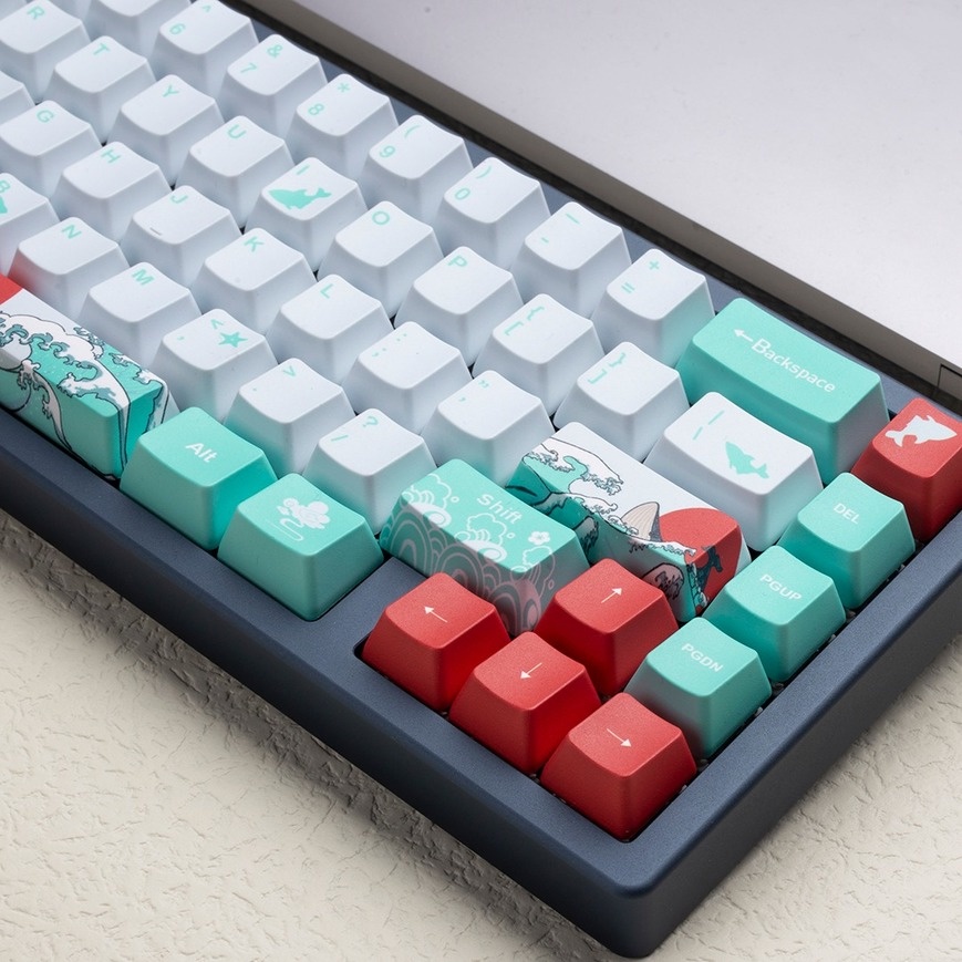 123 phím Coral Sea Keycap OEM Profile anime PBT DYE-SUB bàn phím cơ học keycaps