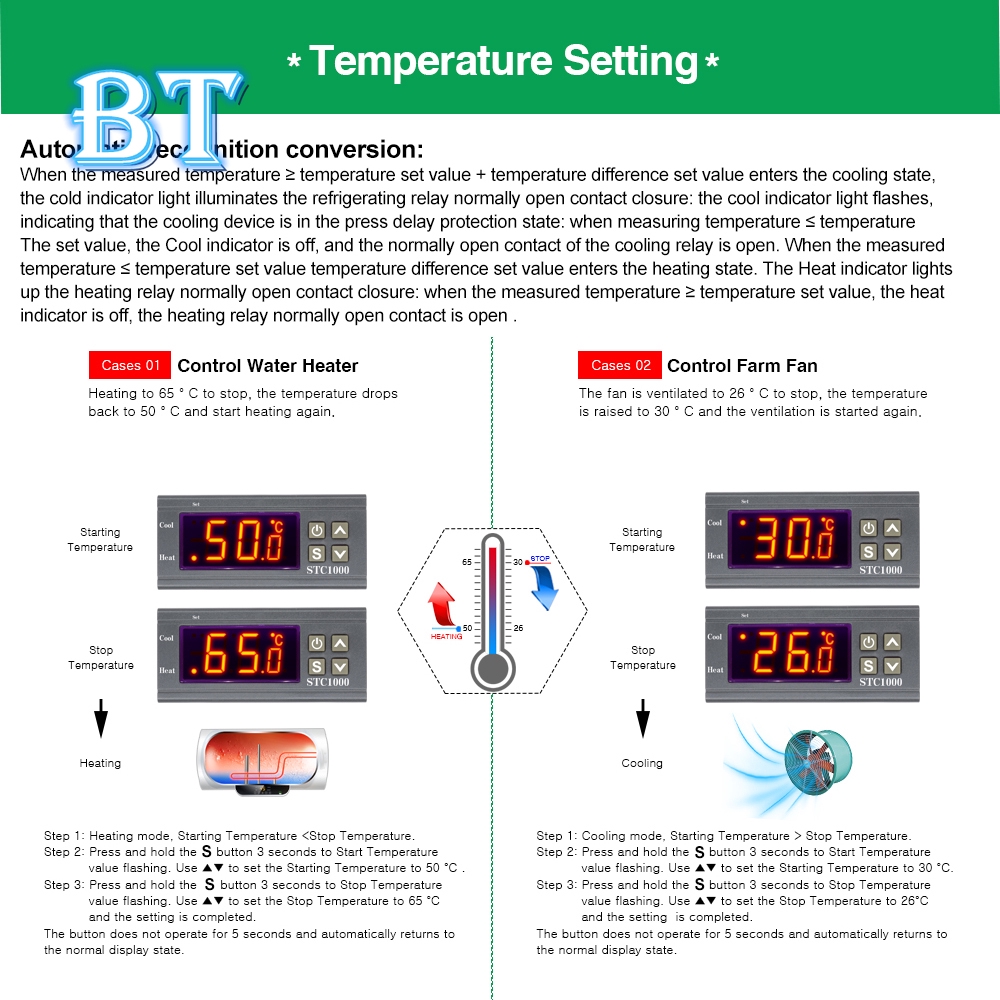【READY STOCK】DIYMORE  | Bộ điều khiển nhiệt độ kỹ thuật số AC 110-220V STC1000 với đầu dò nhiệt điện trở -50 ~ + 99 ° C