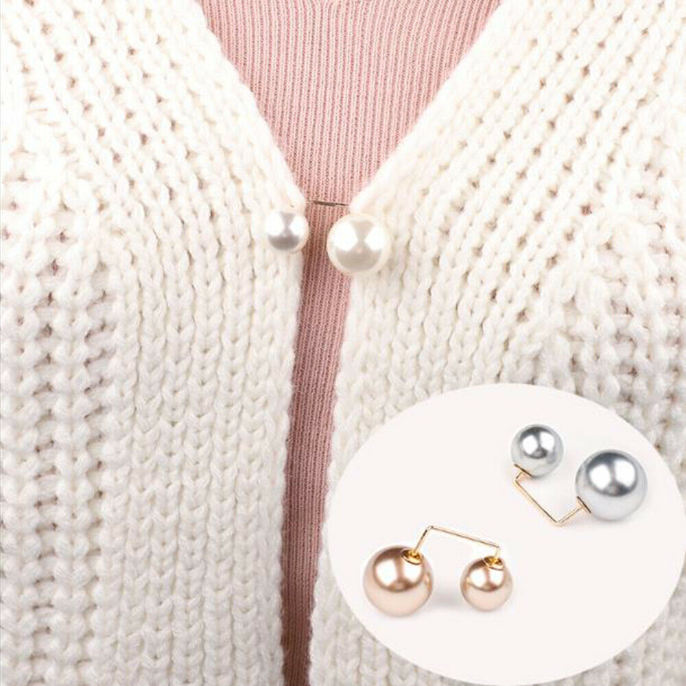 【sweet】woman fashion retro Double Pearl Anti-glare Brooch Sweater Fixed Buckle Charm Gift