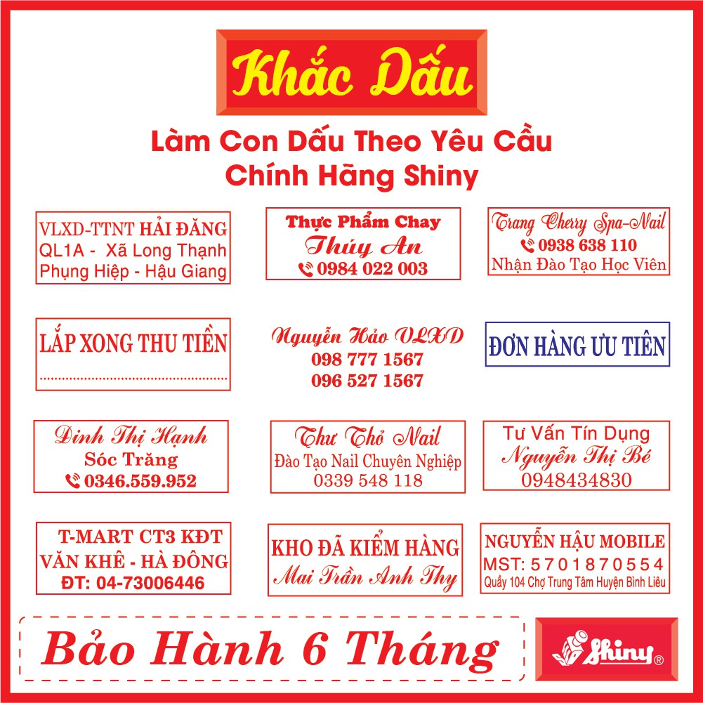 khắc Dấu 3 Dòng - thông tin tên + sđt + địa chỉ Shiny S843