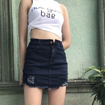 [Bigsize 58-90kg] Quần Váy Jean Bigsize, Đen Rách Thời Trang 2416, Lưng Cao, Co Giãn Mạnh