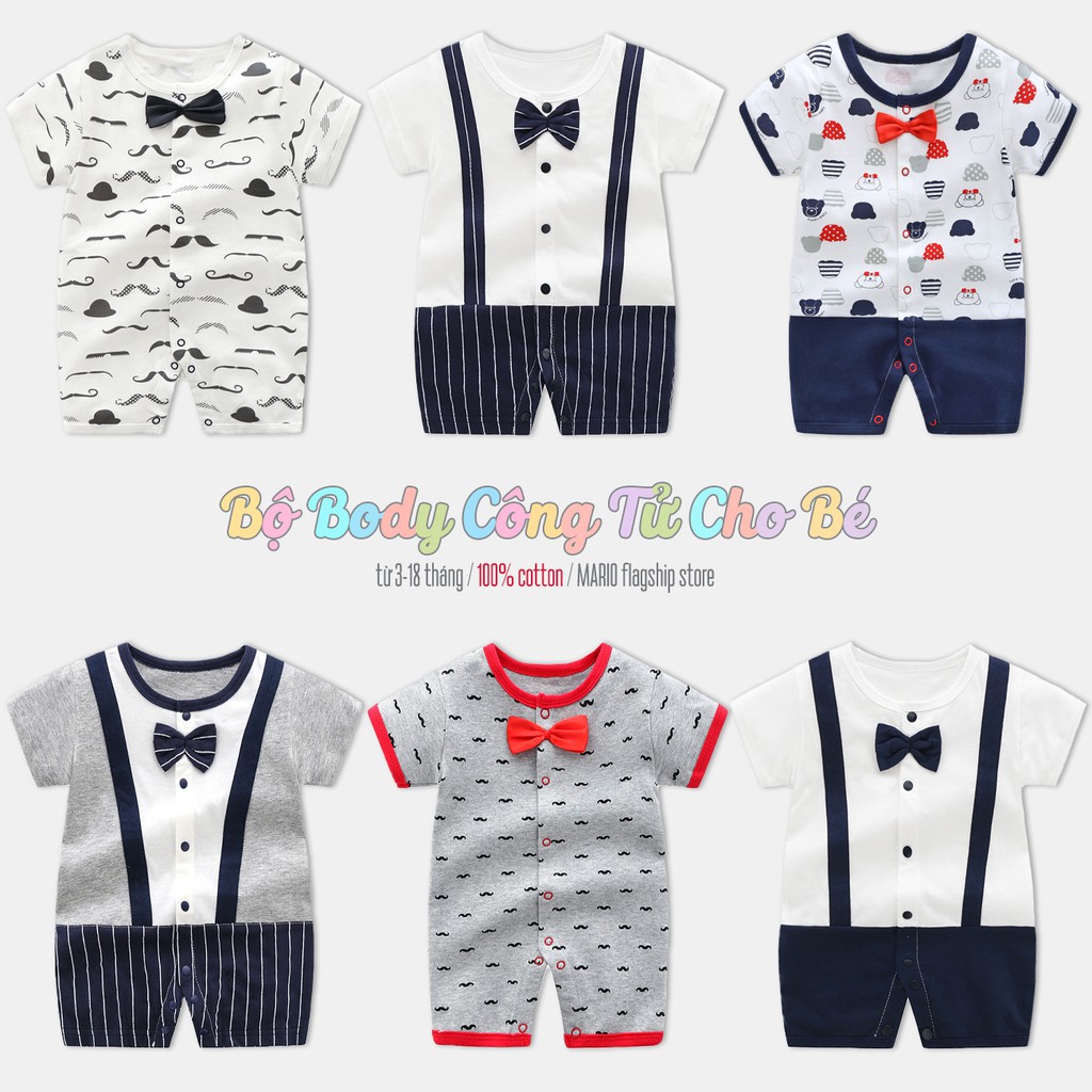 Bộ BODY thắt nơ cho bé bodysuit công tử chất cotton hàng xuất khẩu