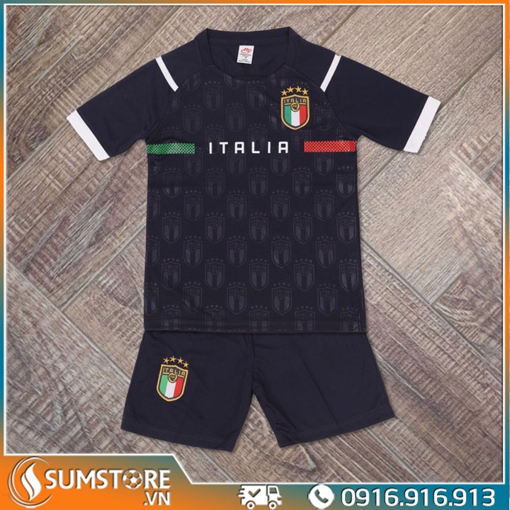 Bộ quần áo Thể thao Tuyển Italia Đen cho bé 2021 2022