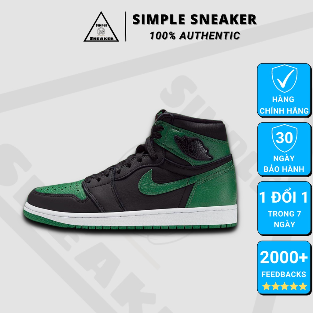 Giày Air Jordan 1 Chính Hãng FREESHIPNike Air Jordan 1 Retro High Pine Green Black - Giày Nike JD1 Auth  [555088030]