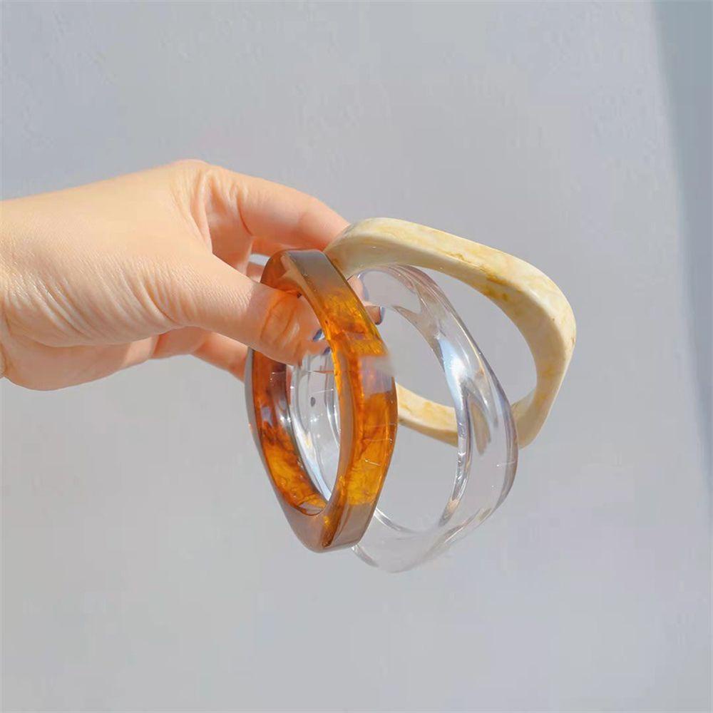 Vòng Tay Trong Suốt Bản Rộng Phong Cách Vintage Đơn Giản Cho Nữ