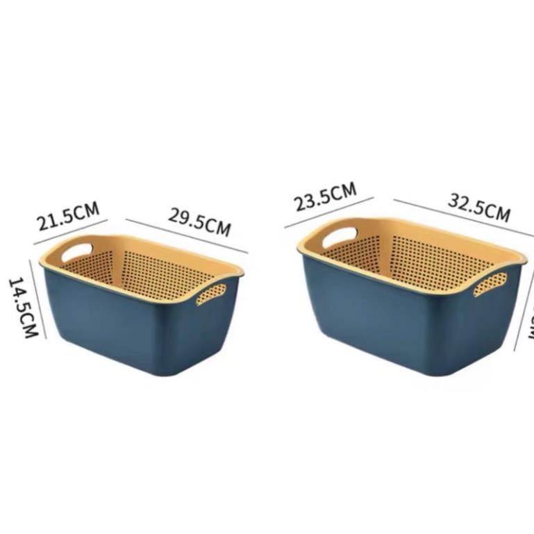 Rổ nhựa chữ Nhật 2 lớp xuất Nhật rổ đựng dau củ qua cao cấp
