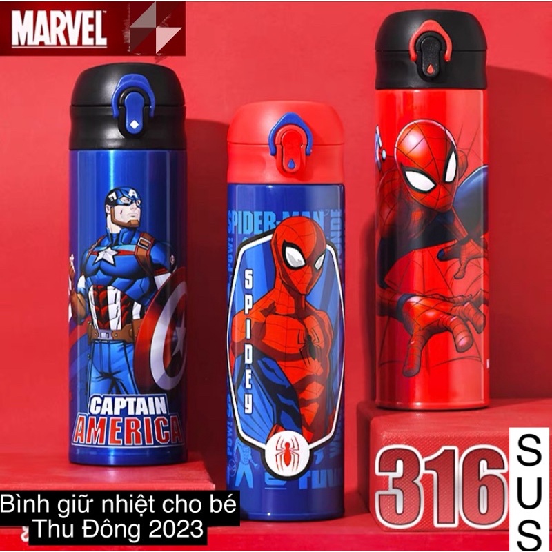 Bình nước giữ nhiệt Paw Patrol Spiderman Avengers cho bé