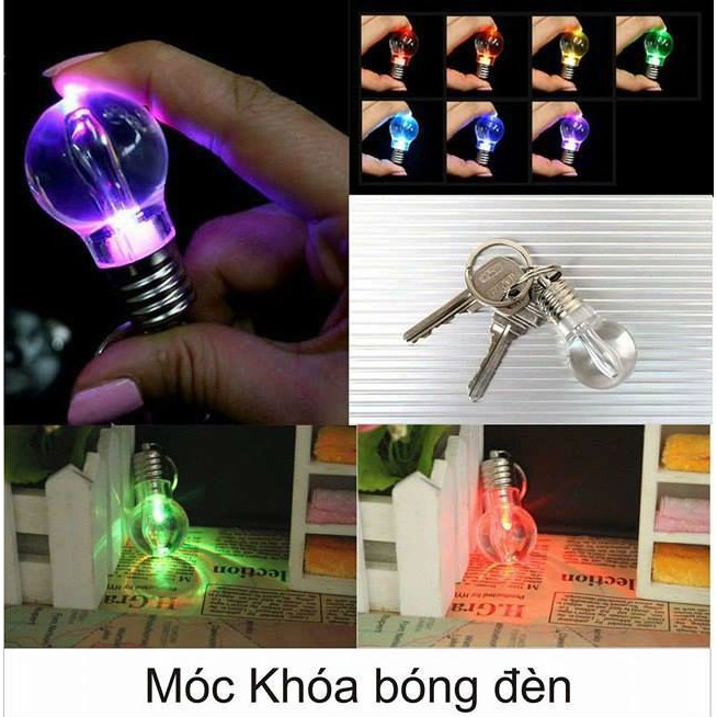 Móc khóa bóng đèn có led 7 màu (Trong suốt)