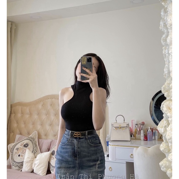 áo croptop sát nách cổ cao kiểu hàng thái loại 1 xịn đẹp ( hình thật 100%)