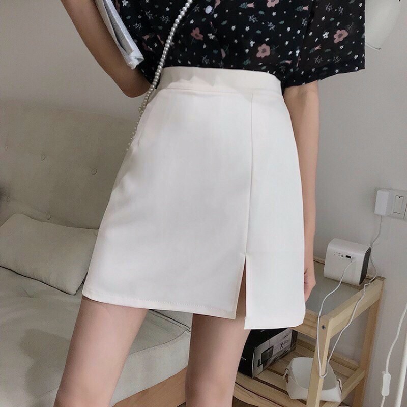 CHÂN VÁY NGẮN CHỮ A XẺ TRƯỚC