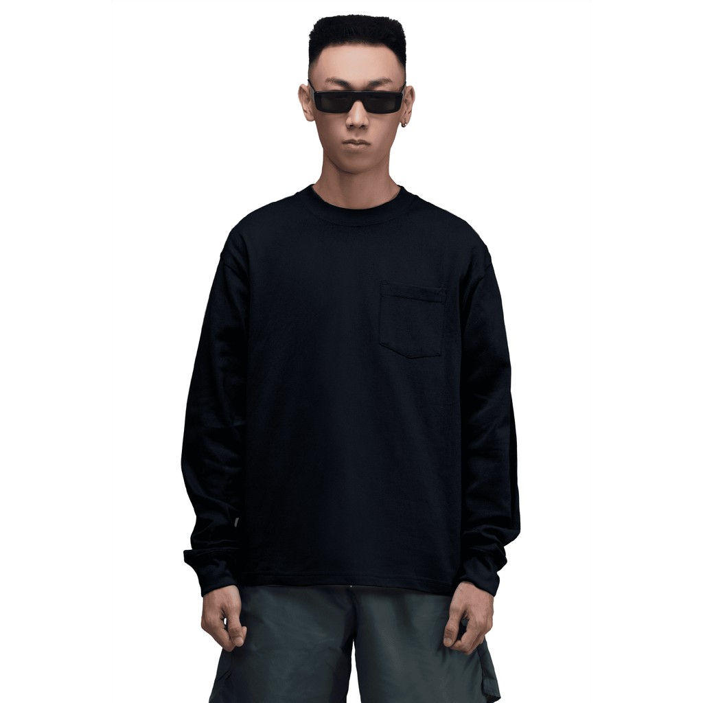 Áo thun trơn nam dài tay Beuter Blank Black Long Sleeve T-Shirt | BigBuy360 - bigbuy360.vn