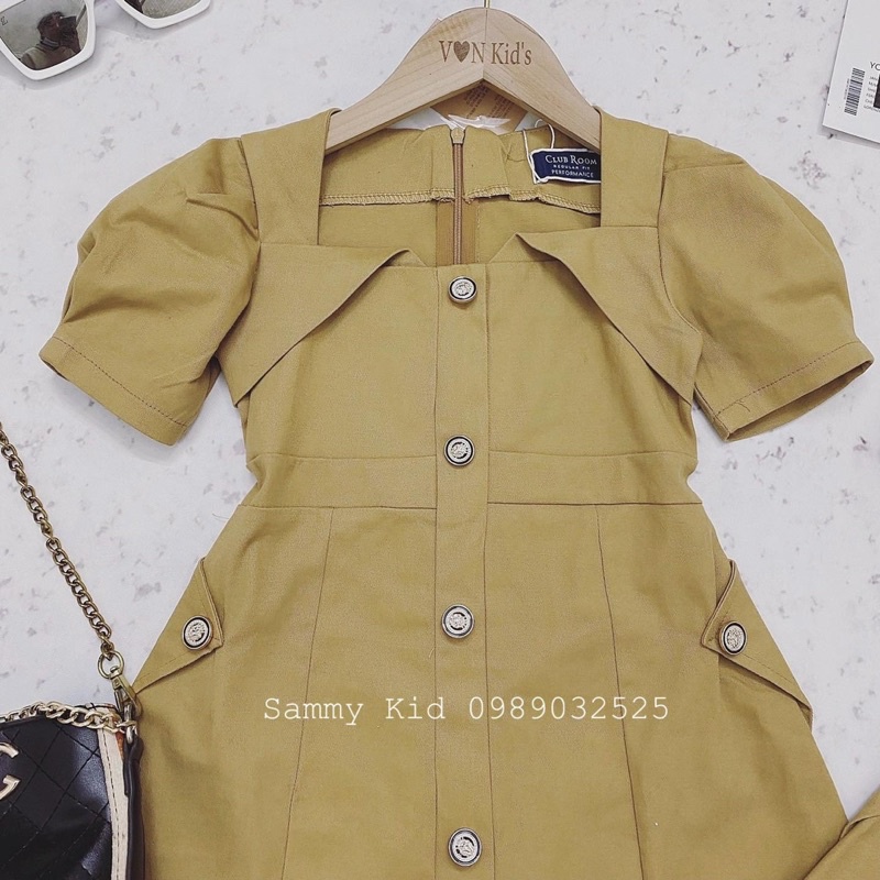 Váy kaki tay bồng cho bé gái 14kg-22kg nhẹ nhàng tiểu thư