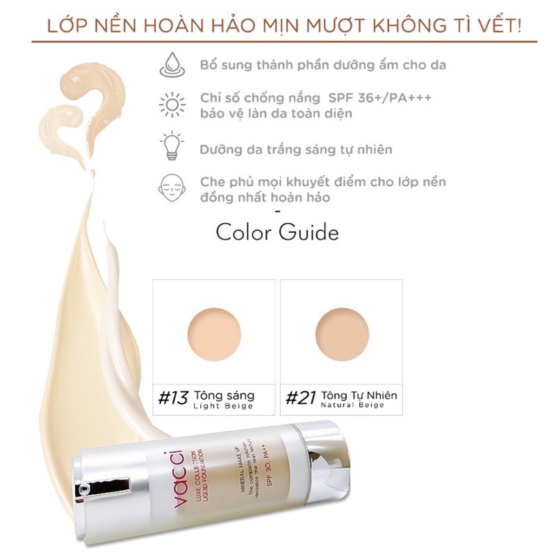KEM NỀN VACCI - TRANG ĐIỂM CAO CẤP KIỂM SOÁT DẦU - LIQUID FOUNDATION | BigBuy360 - bigbuy360.vn