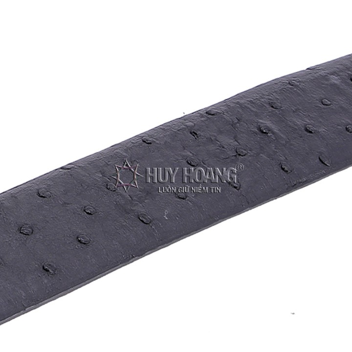 Dây nịt nam da đà điểu Huy Hoàng 4P da hột màu đen HP4433