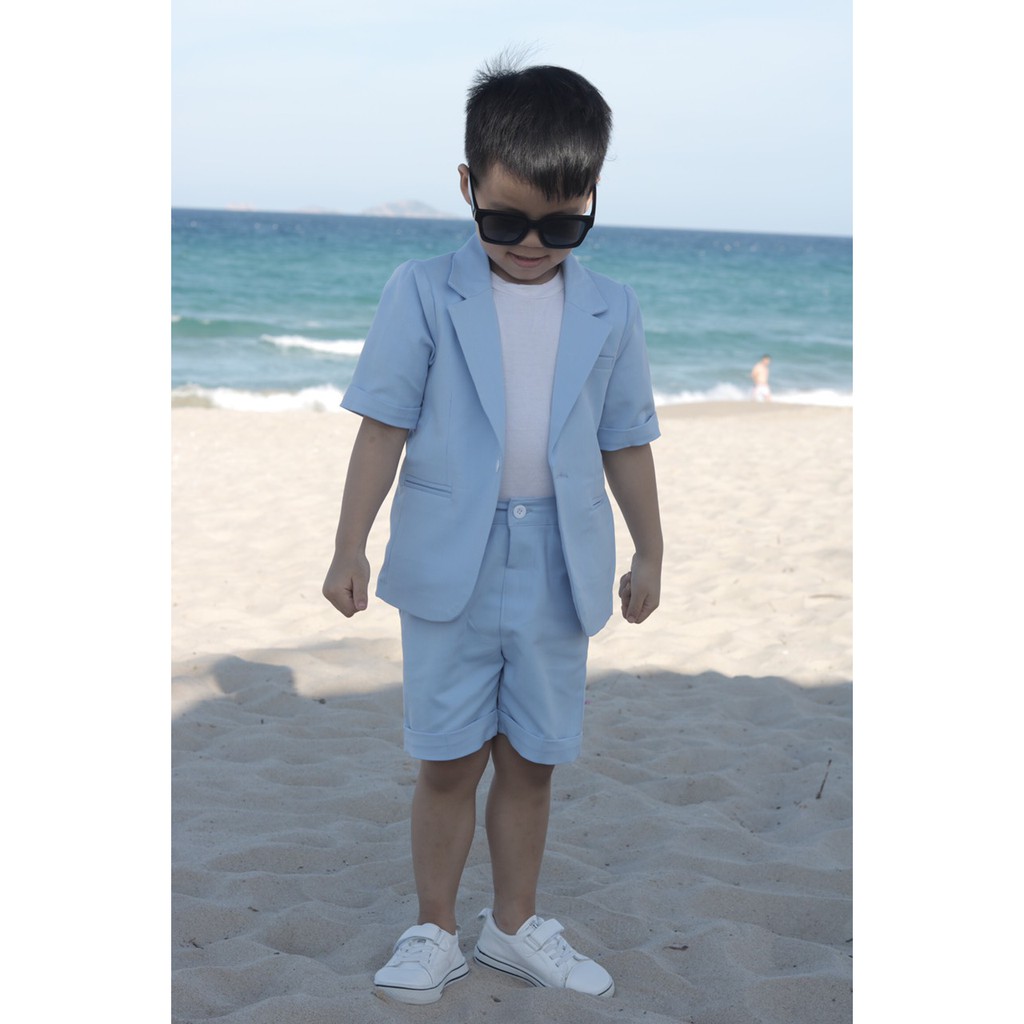 Set Vest Cộc Tay Cho Bé Trai - Màu Xanh Dương