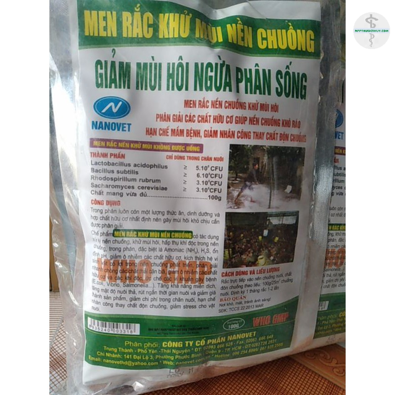 100g men rắc khử mùi nền chuồng, men khử mùi hôi chuồng