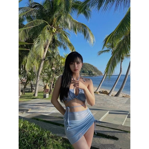 (M27 Lily.Shop) SET BIKINI 3 MẢNH NÂU KÈM CHÂN VÁY . ẢNH THẬT SHOP TỰ CHỤP