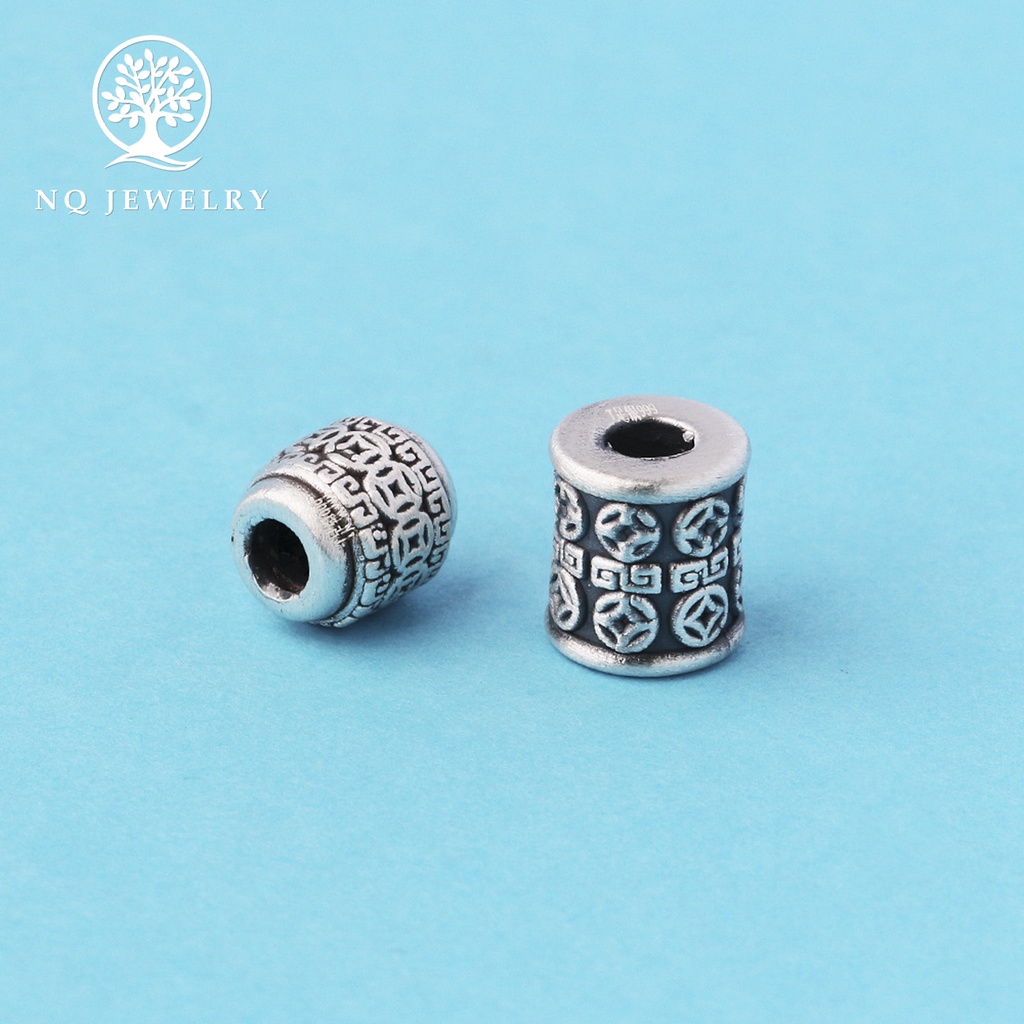 Charm bạc xỏ ngang họa tiết - NQ Jewelry