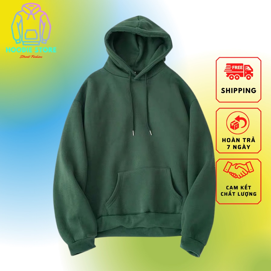 Áo Khoác Hoodie Nam Nữ Màu Xanh Rêu Nỉ Bông Dày Dặn Form Rộng Phong Cách Hàn Quốc Chuẩn Đẹp Dễ Phối Đồ | Hoodie Store