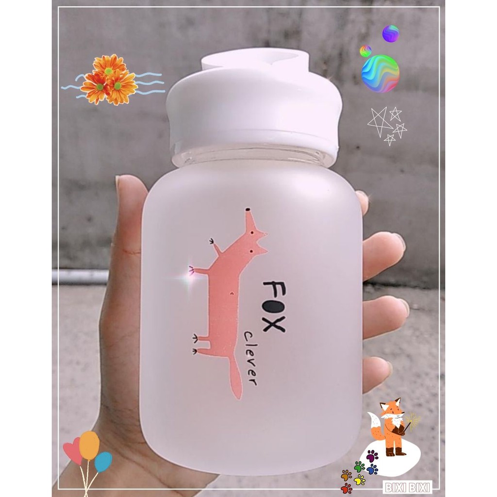 Bình thủy tinh Fox Clever, chịu nhiệt,phong cách Hàn Quốc dễ thương
