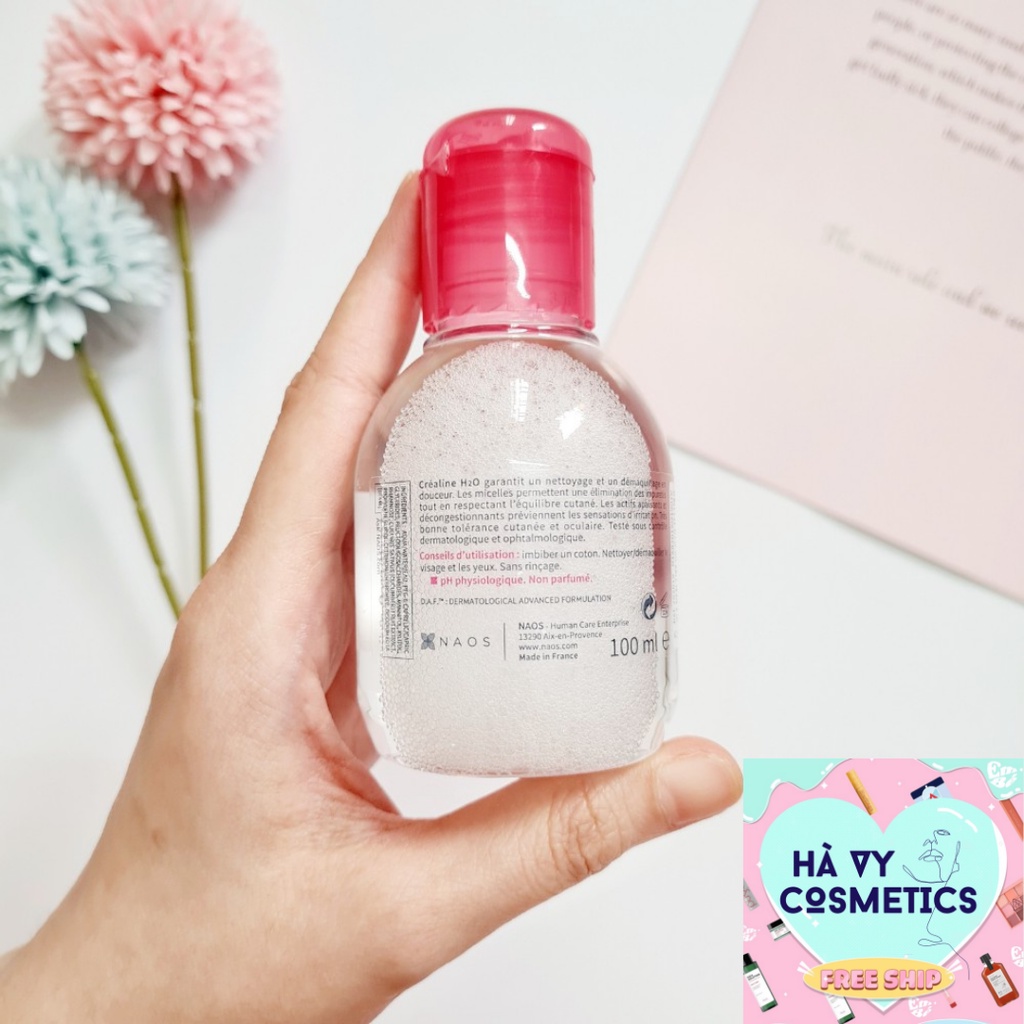 Nước tẩy trang Bioderma Micellar Water Crealine H20 bản màu hồng dành cho da nhạy cảm 100ml