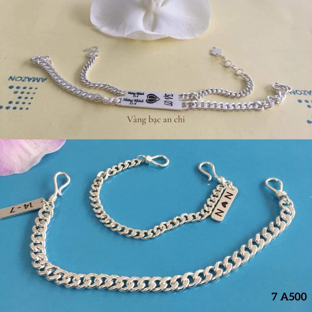 Lắc tay cặp đôi khắc tên , chuẩn bạc ta nguyên chất sáng đẹp - Anchi jewelry