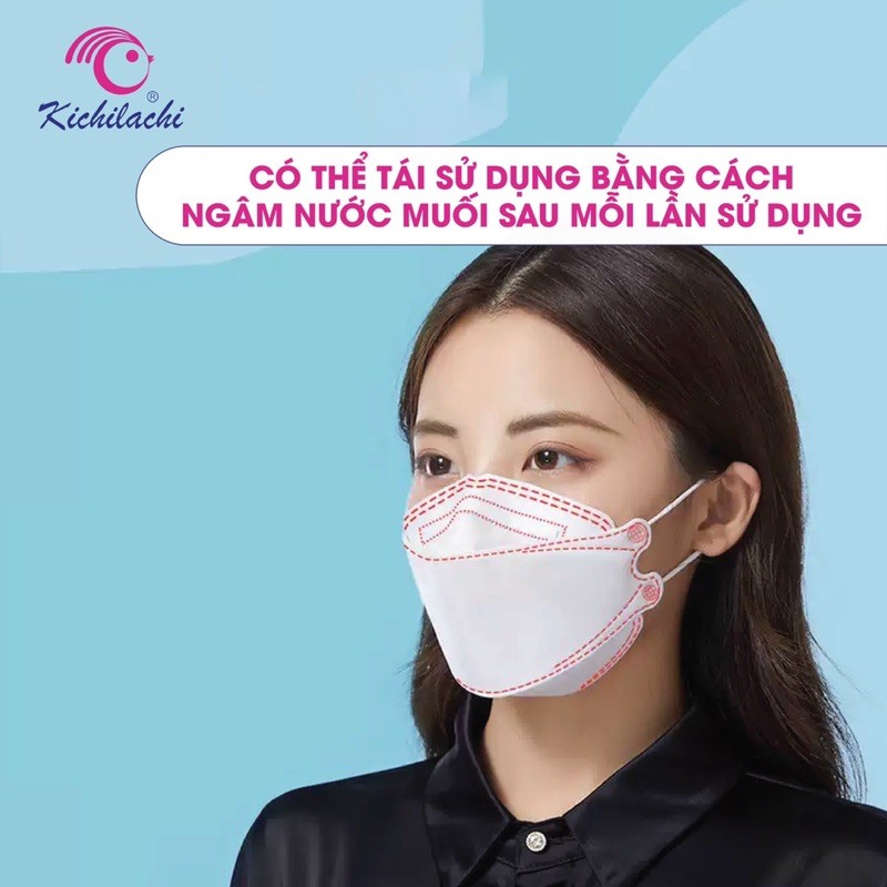 Khẩu trang Kichi 4D Mask kháng khuẩn an toàn [Set 5 chiếc][Cam kết hàng chính hãng]