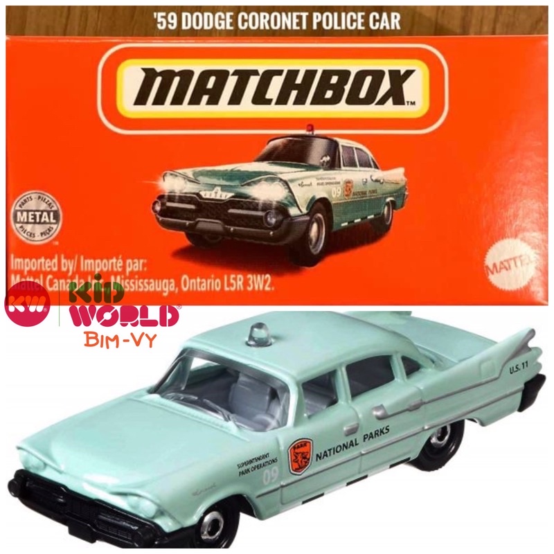 Xe mô hình Matchbox Box Cảnh sát '59 Dodge Coronet Police Car 71/100.