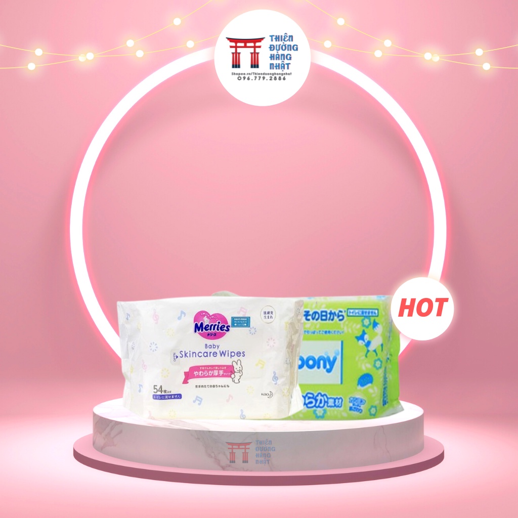 Giấy ướt khăn ướt Merris/ Moony hàng Nhật Bản (Mẫu mới)