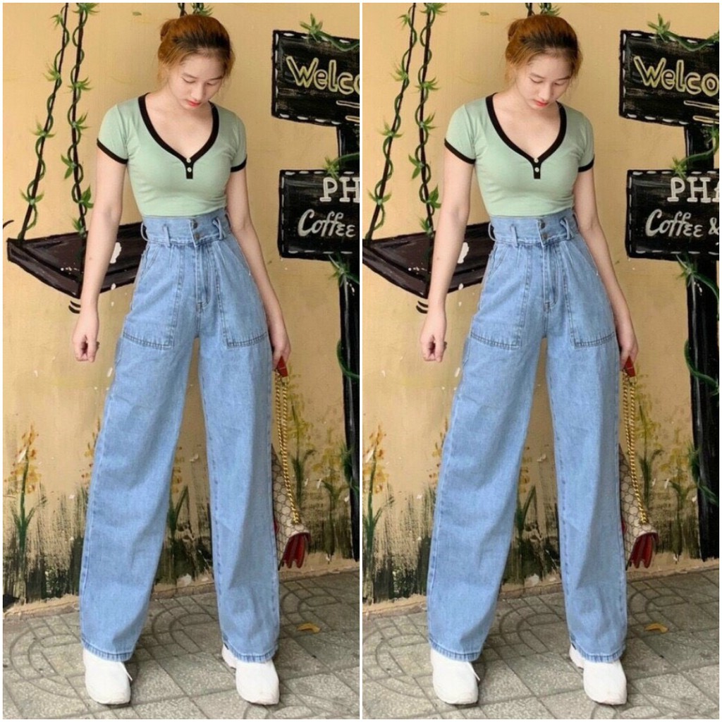 MQ Fashion - Quần baggy Nữ lưng cao 2 nút, form ống rộng, PC năng động, cá tính - Hot trending 2021