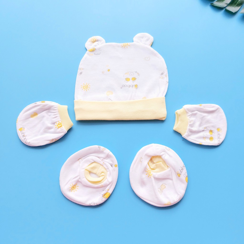 Set bao tay chân và nón in nhiều hình Babiboo BBC26