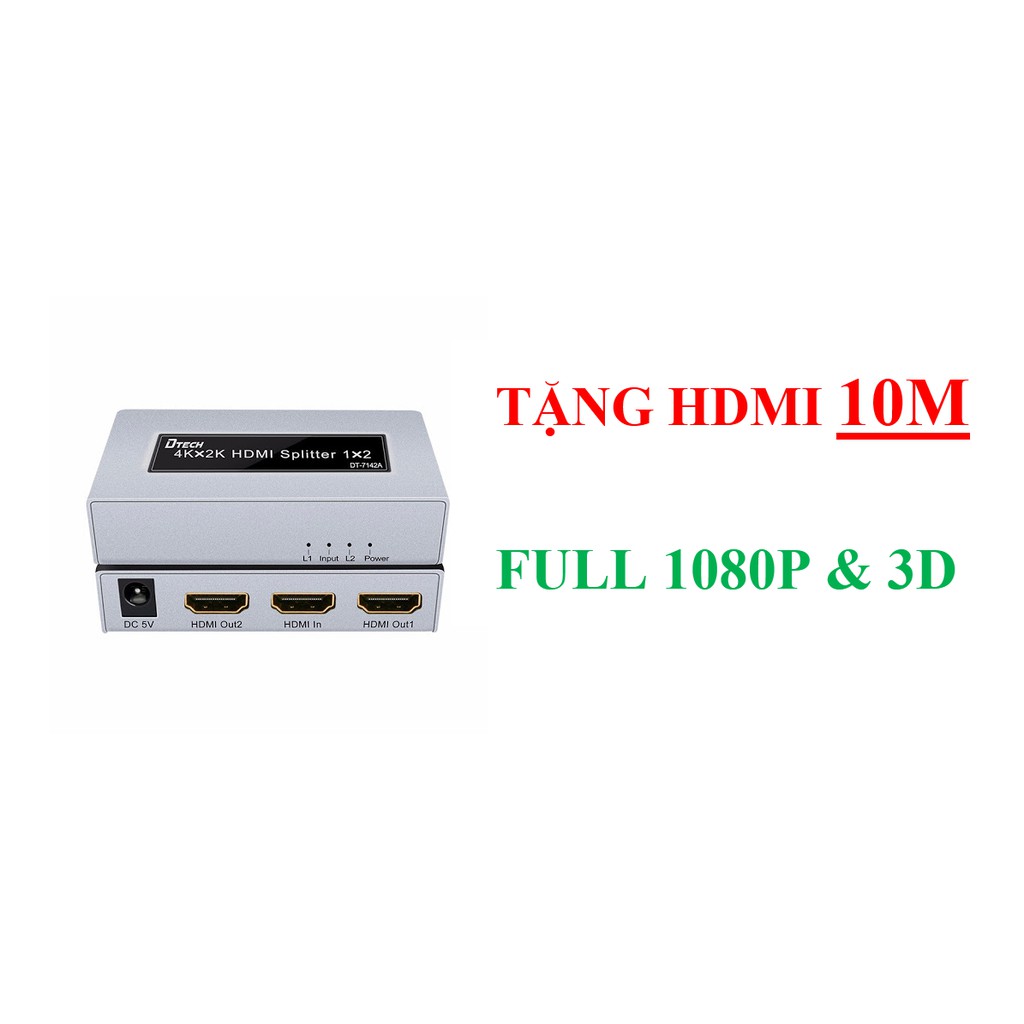 Bộ chia HDMI 1 ra 2 Dtech DT7142