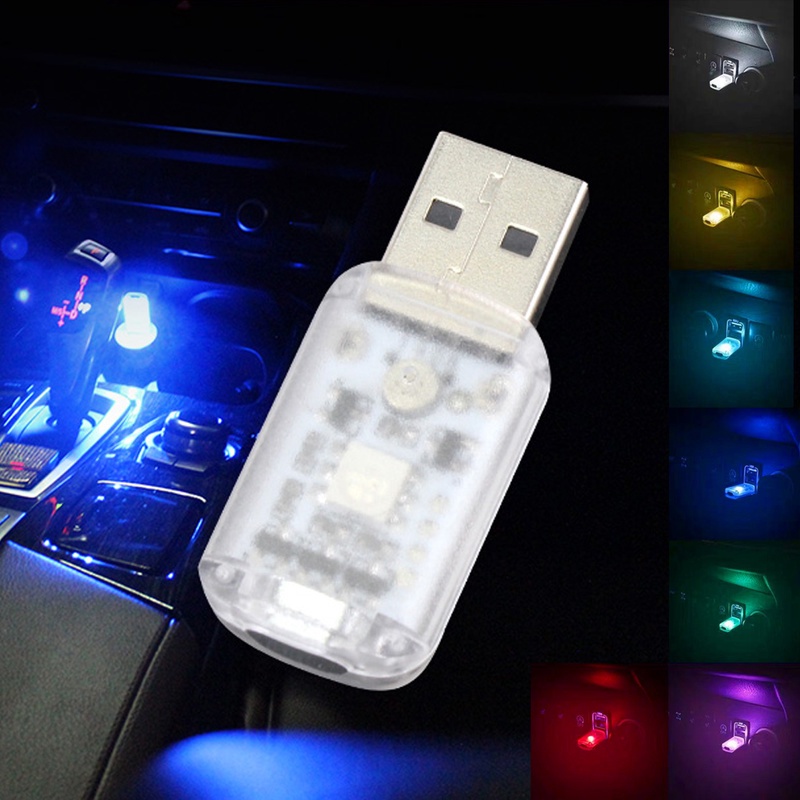 Đèn LED USB Mini Nhiều Màu Điều Khiển Bằng Âm Thanh Trang Trí Nội Thất Xe Hơi