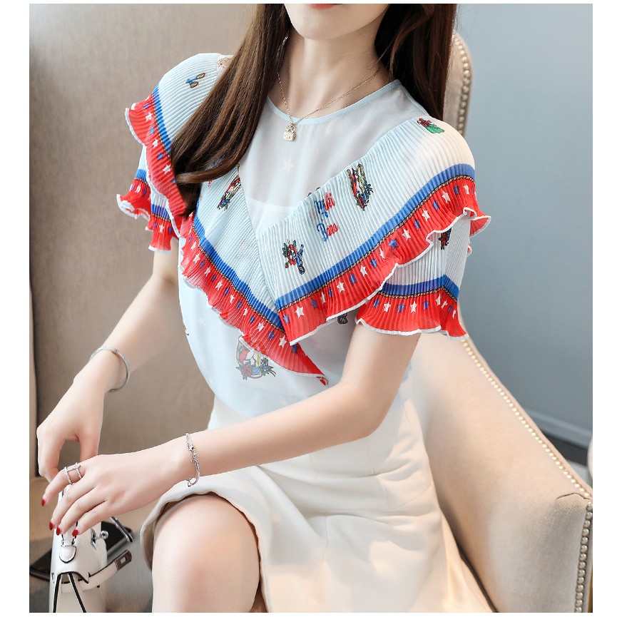 Áo kiểu công sở bánh bèo xinh xắn - Dành cho bạn nữ 60-69Ký mặc