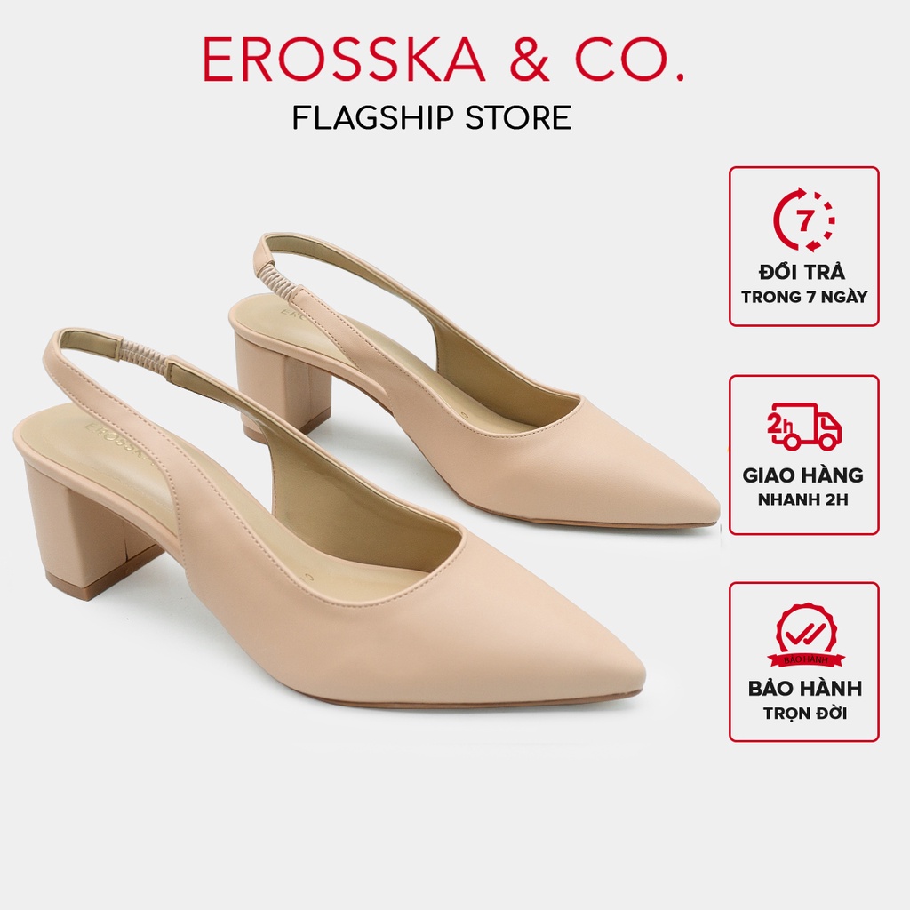 Giày cao gót Erosska thời trang mũi nhọn phối dây hở gót cao 5cm _ EH015