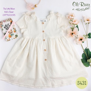 Váy hoa đính nơ vai Oli River cho bé từ 2y-7y