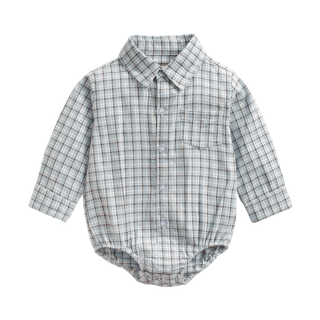 Bộ Áo Liền Quần Kẻ Ca-Rô Xinh Xắn Hợp Thời Trang Cho Bé Trai