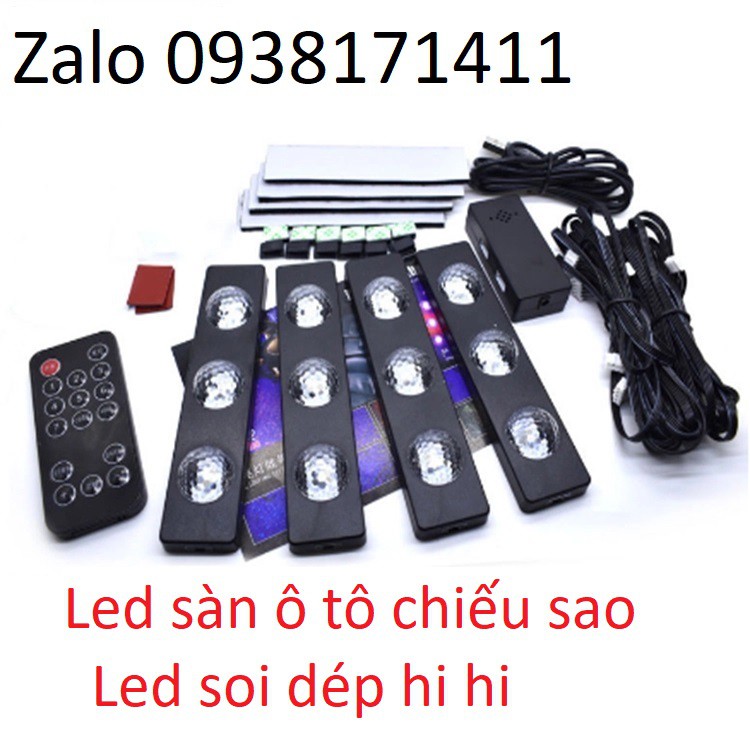 Led sàn ô tô chiếu sao led gầm ghế A12 nguồn USB chiếu sao đa sắc nhảy múa theo nhạc và giọng nói.